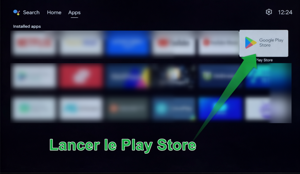 Lancer le Google Play Store depuis l’écran d’accueil Android TV