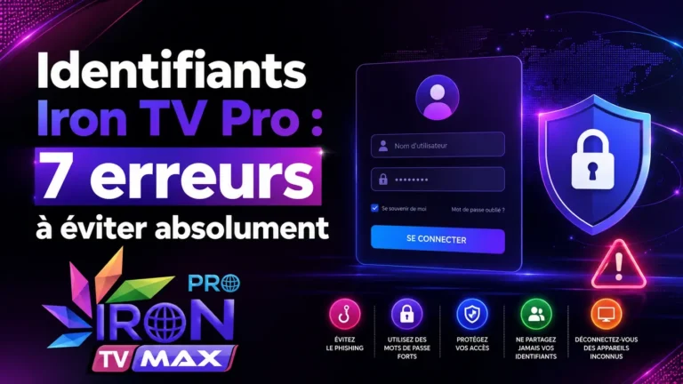 Identifiants Iron TV Pro avec écran de connexion sécurisé et 7 erreurs à éviter
